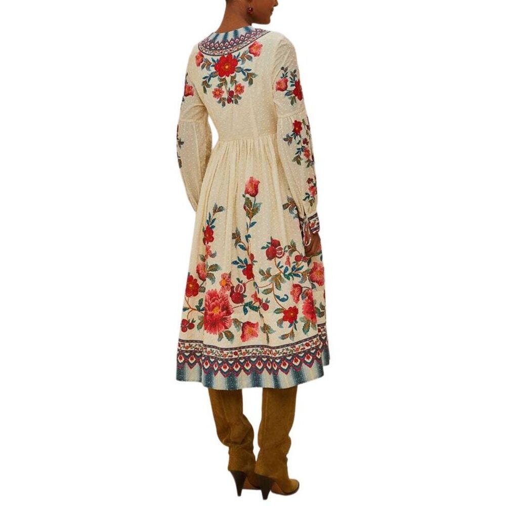 Farm Rio Womens  Mosaic Garden Sand Midi Dress - Picture 2 of 3